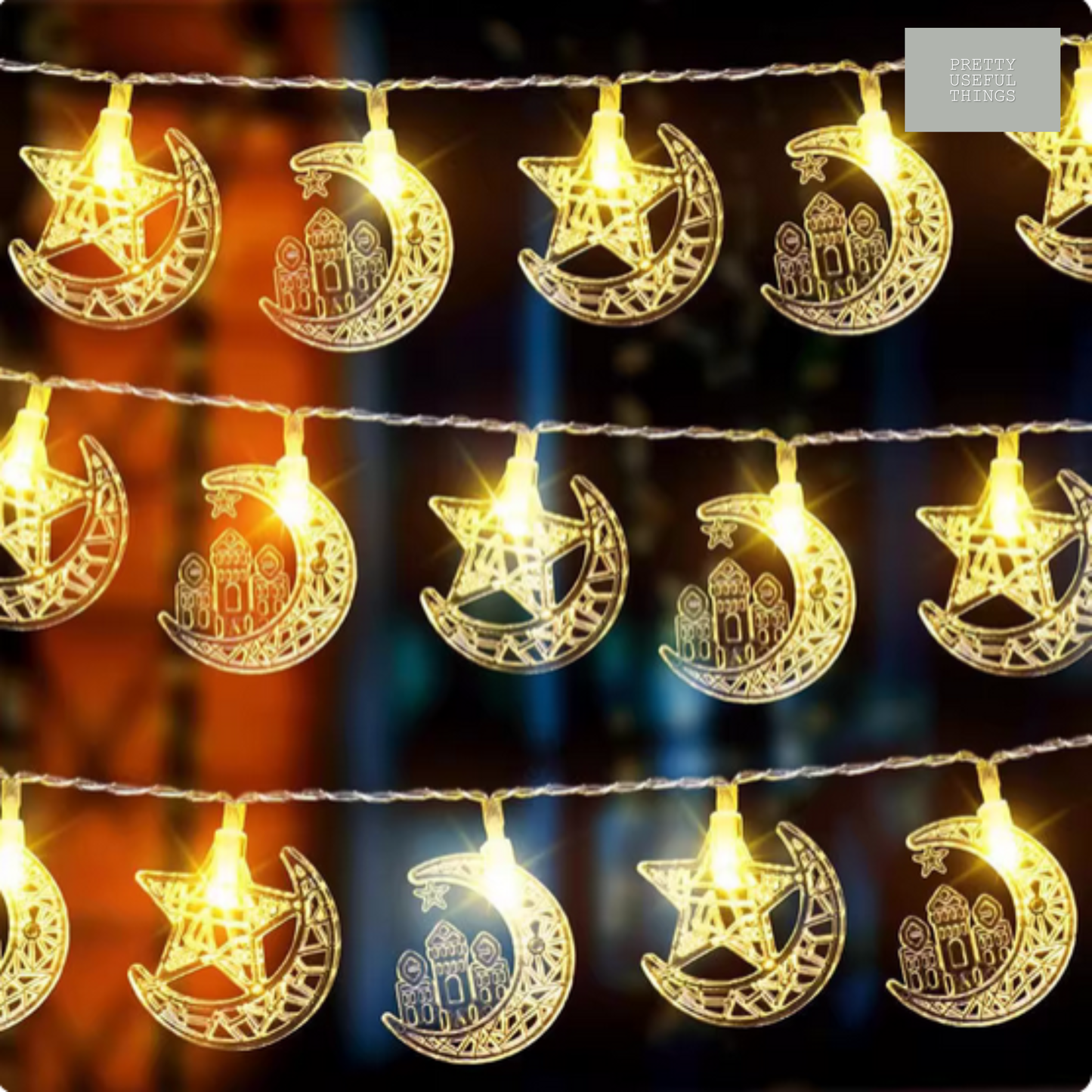 Ramadan & Eid Crescent Fairy Lights (2.1 meters with battery box)