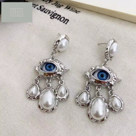 Eye Water Drop Pearl Earrings